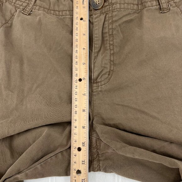 Liz Claiborne Sloane Womens Brown Capri Pants Size 12 With Frayed Hem Cotton Ble - Picture 8 of 10